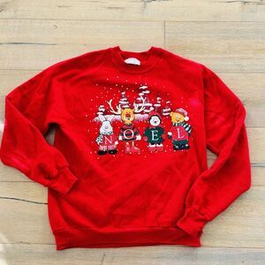 Vtg Gildan Sweatshirt Ugly Christmas 3d Google Eyes Noel‎ Animals USA Womens L